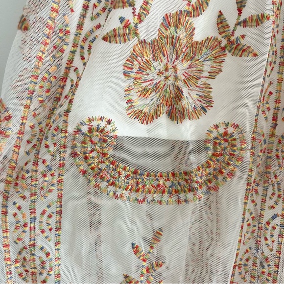 Cloud Ten Floral Embroidered Dress Multi Color Lace Maxi Ruffled Sleeves VNeck L - Picture 7 of 16